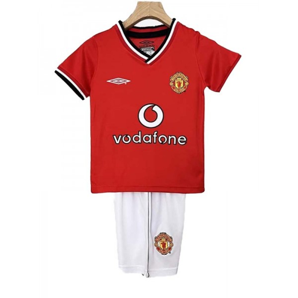Manchester united home kids kit children retro jersey 2000-2002